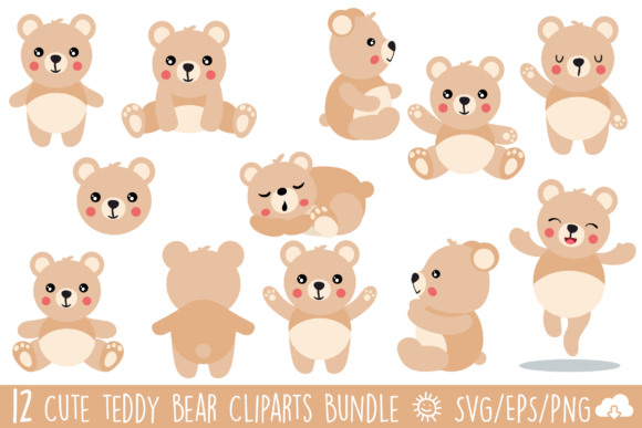 Adorable Teddy Bear Vector Bundle