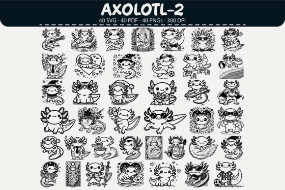 Axolotl Clipart Set – 40 Designs: Graphics & Illustrations for Real Publishing