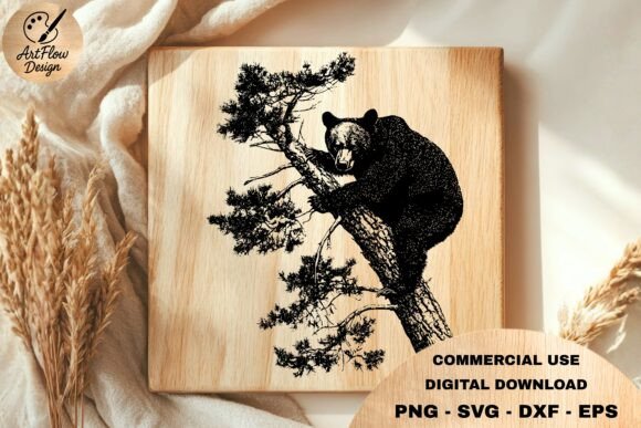 Bear in Tree SVG DXF EPS PNG Graphics & Illustrations