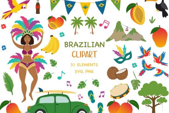 Brazil Carnival Rio Clipart SVG Bundle: Graphics & Illustrations