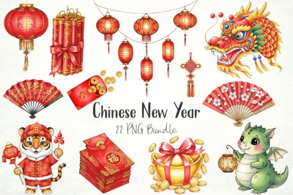 Chinese New Year Clipart Bundle: Graphics & Illustrations for Local Brands