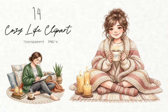 Cozy Life Clipart Bundle: Graphics & Illustrations for Sellers