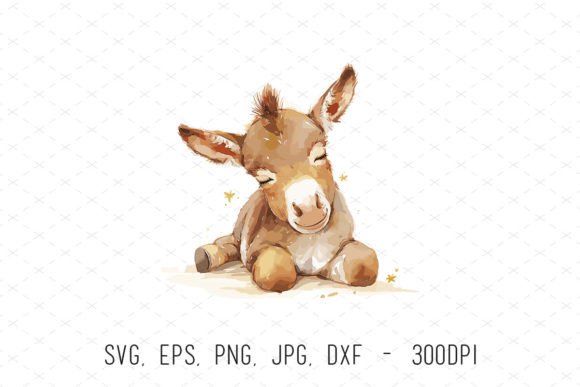 Cute Baby Donkey Sublimation Clipart: Graphics & Illustrations