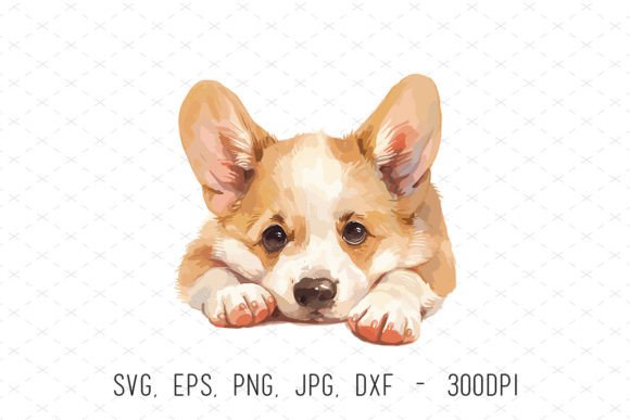 Cute Corgi Dog Watercolor Clipart SVG: Graphics & Illustrations for Editorial Charm