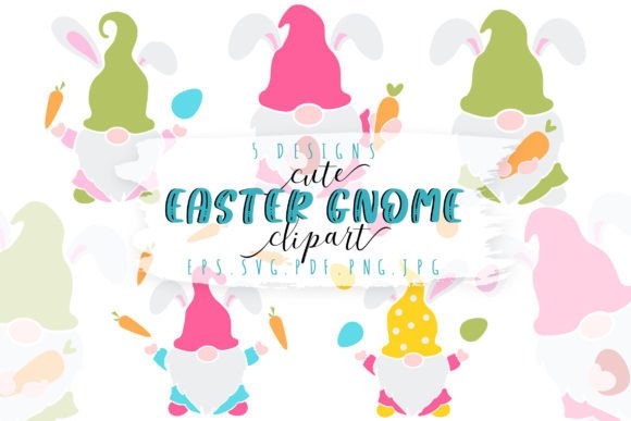 Cute Easter Gnome Clipart Bundle: Graphics & Illustrations for Handmade Joy