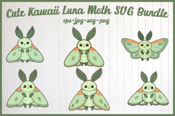 Cute Kawaii Luna Moth SVG Bundle: Graphics & Illustrations for Editorial Charm