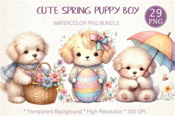 Cute Spring Puppy Boy Bundle: Graphics & Illustrations