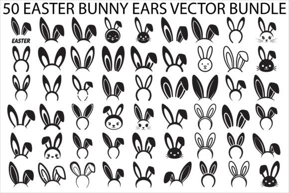 Easter Bunny Ears Vector Bundle: Graphics & Illustrations for Crafters