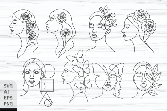 Female Head Outlines: Elegant Graphics & Illustrations