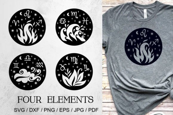 Four Elements SVG Boho Zodiac Set: Graphics & Illustrations