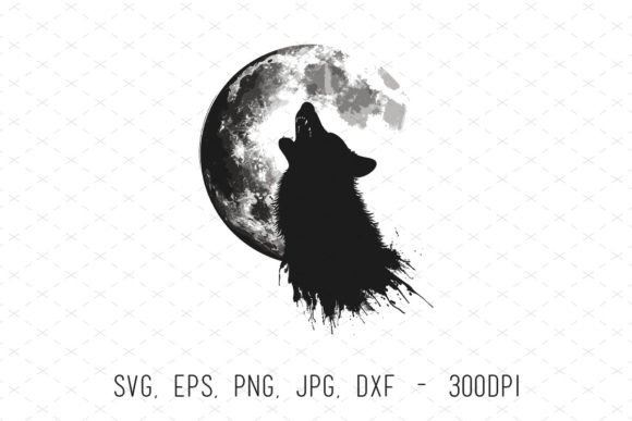 Full Moon Wolf Head Vector Clipart SVG