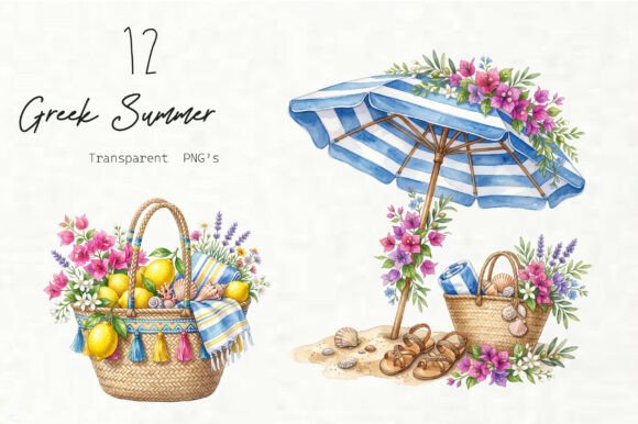 Greek Summer Clipart Set: Graphics & Illustrations for Handmade Joy