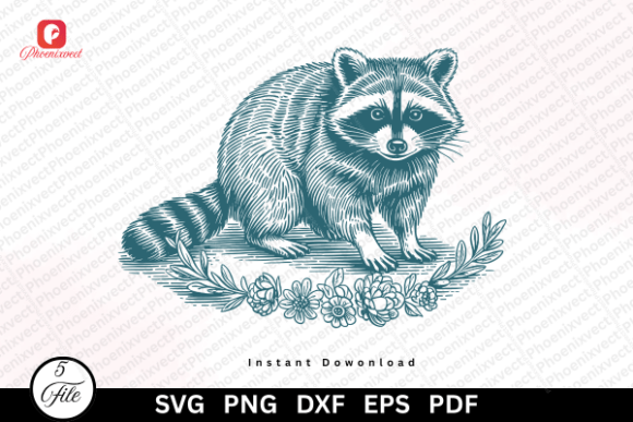 Hand Drawn Woodland Raccoon SVG PNG Graphics & Illustrations