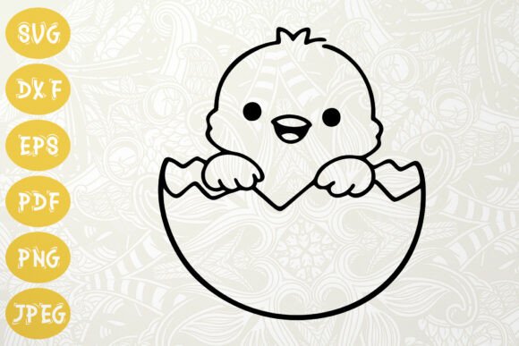 Happy Hatching Chick SVG: Cute Outline Graphics & Illustrations