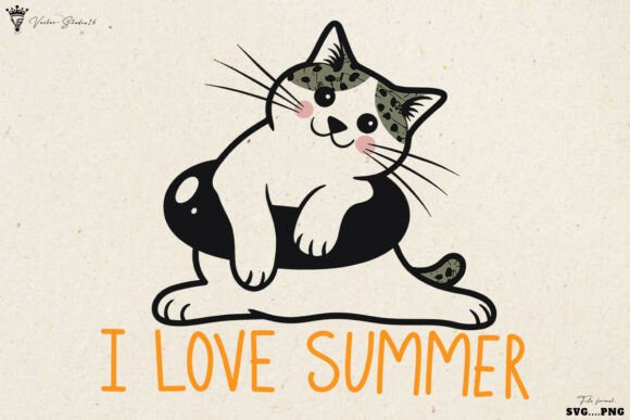 I Love Summer Cat SVG PNG – Graphics & Illustrations