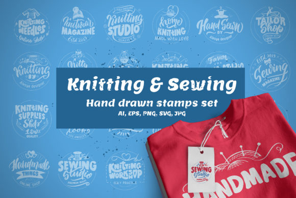 Knitting Sewing Stamps Set