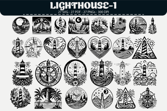 Lighthouse Clipart – 27 Designs: Graphics & Illustrations