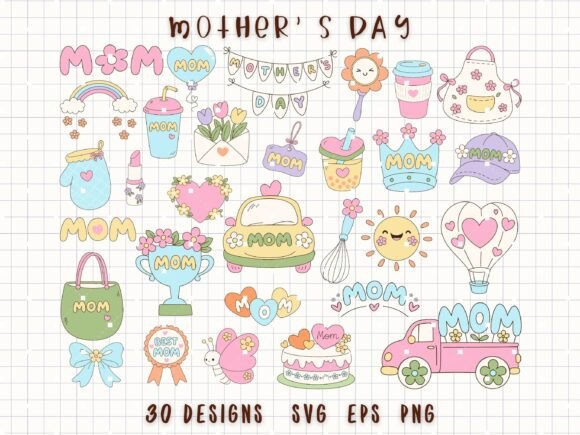Mother’s Day Clipart Cute Mom SVG: Graphics & Illustrations for Warm, Handmade Branding