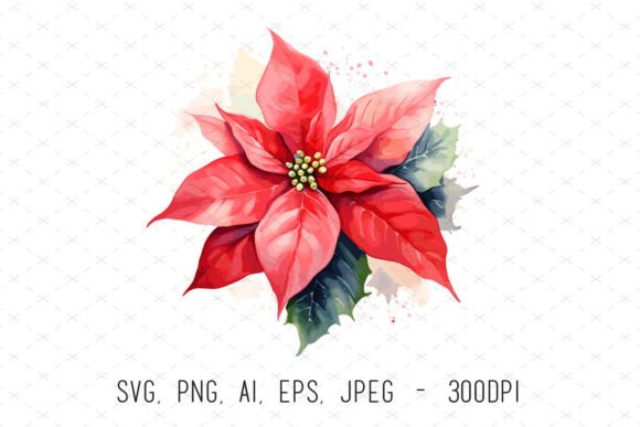 Poinsettia Flower Red Floral Sublimation