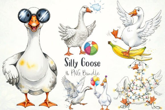 Silly Goose PNG Clipart Bundle: Graphics & Illustrations for Sellers
