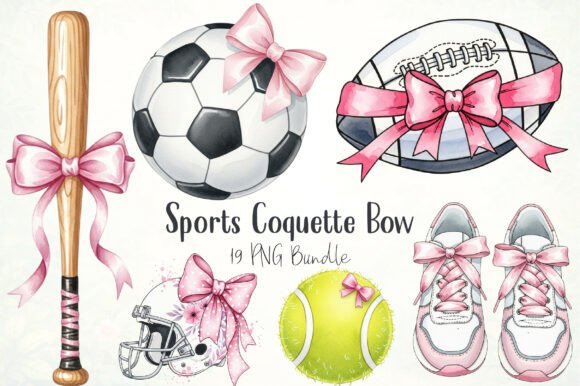 Sports Coquette Bow Clipart Bundle