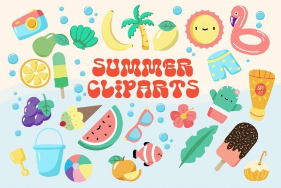 Summer Clipart Elements Bundle: Graphics & Illustrations