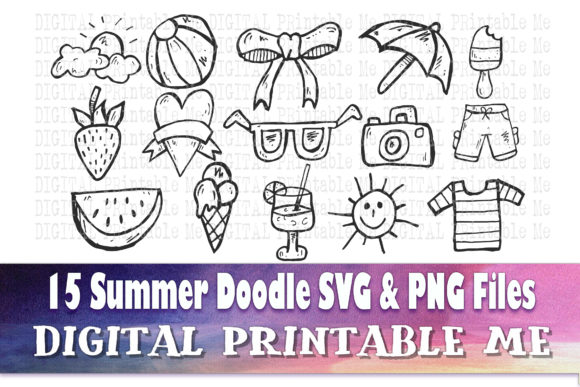 Summer Doodle Graphics: Beach Illustrations for Real Publishing