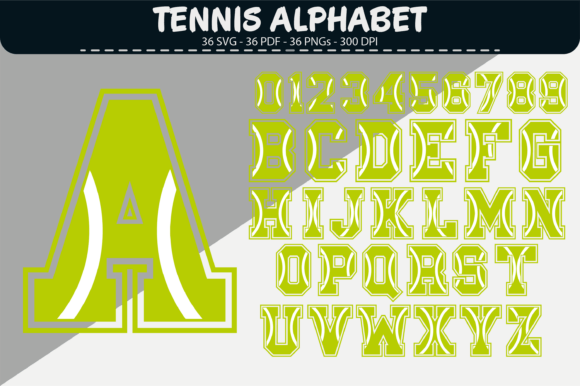 Tennis Alphabet Clipart – 36 Designs: Graphics & Illustrations