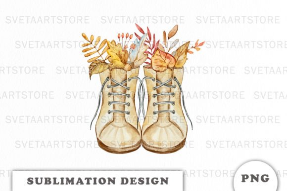 Watercolor Cozy Autumn Boots Sublimation