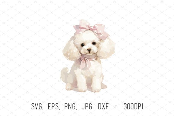 Watercolor Cute Poodle Puppy Clipart: Graphics & Illustrations