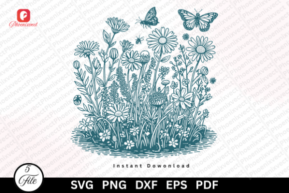 Wildflower Meadow Butterfly SVG PNG Graphics